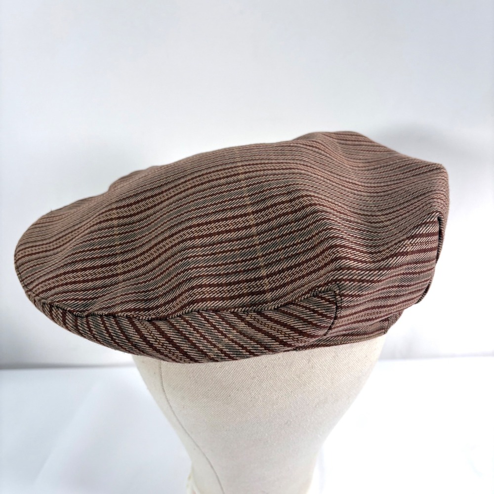 Old Navy Flat Cap Brown Striped Newsboy Ivy Driving Hat L/XL Surplus Co